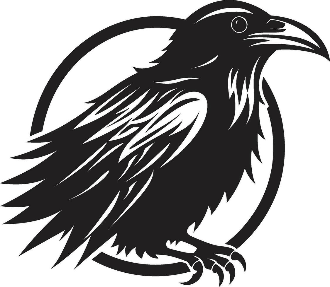 gracioso Preto Raven monograma moderno pássaro esboço Projeto vetor
