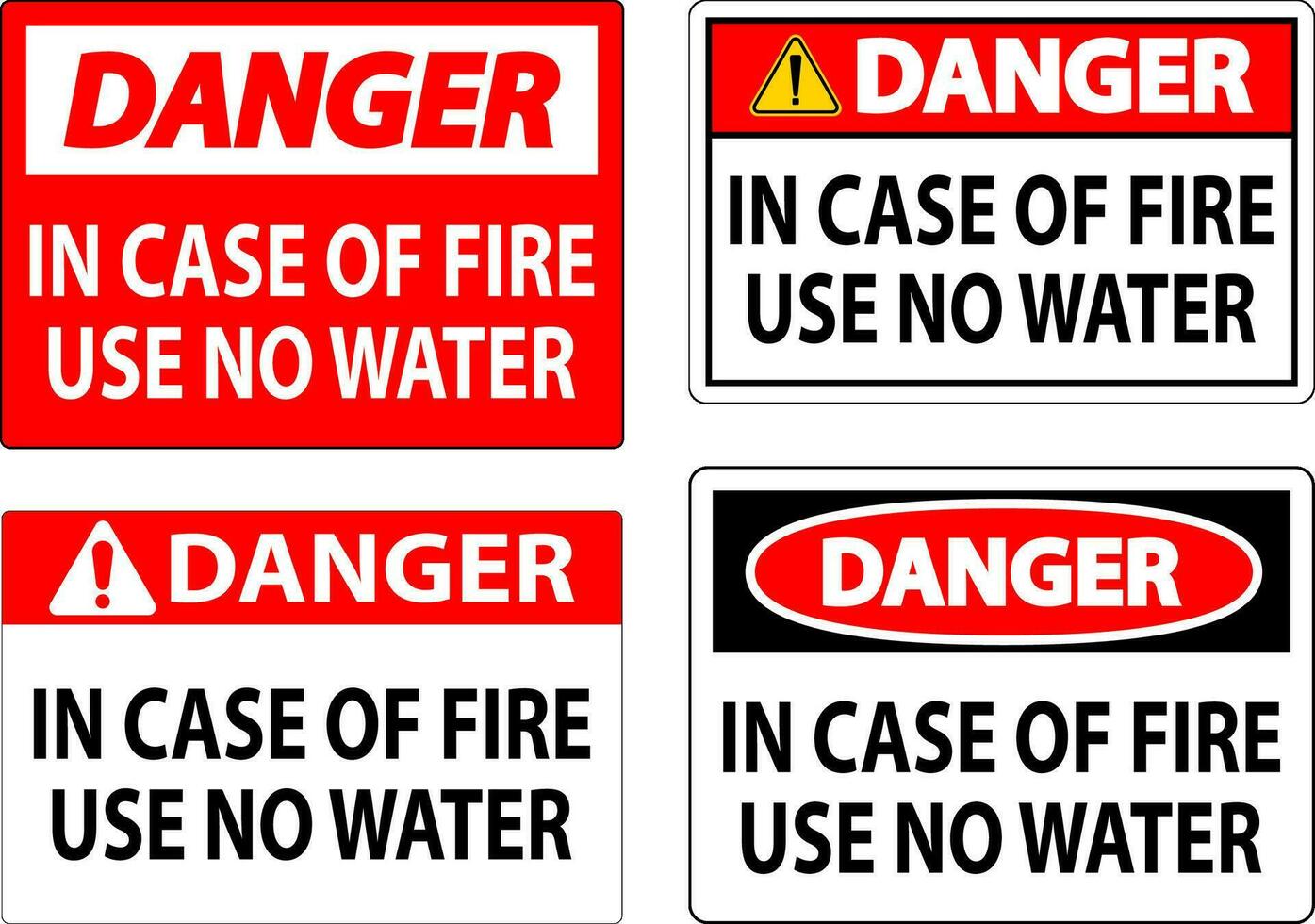 Perigo placa Perigo - dentro caso do fogo usar não água vetor