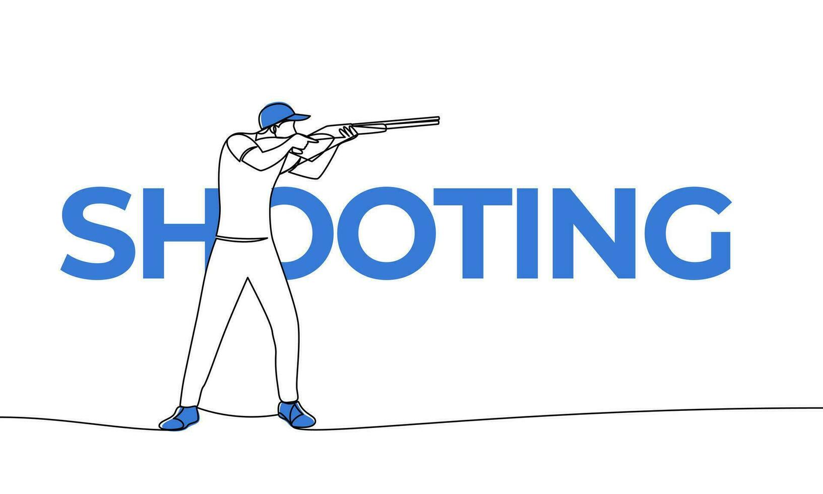 solteiro contínuo desenhando do uma homem tiroteio. tiroteio, Esportes. colori elementos e nome. 1 linha vetor ilustração