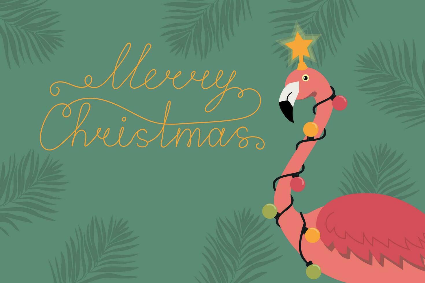 fofa Natal cartão com flamingo vetor