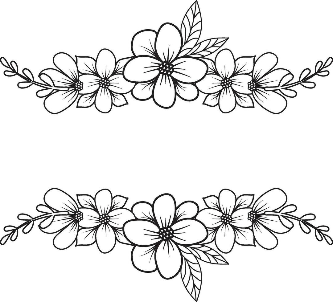 isolado linha flor quadro, Armação ícone folha floral fronteira divisor vetor