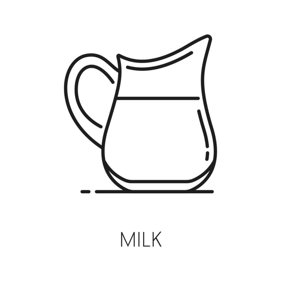 leite dentro jarro esboço ícone padaria cozinhando ingrediente vetor
