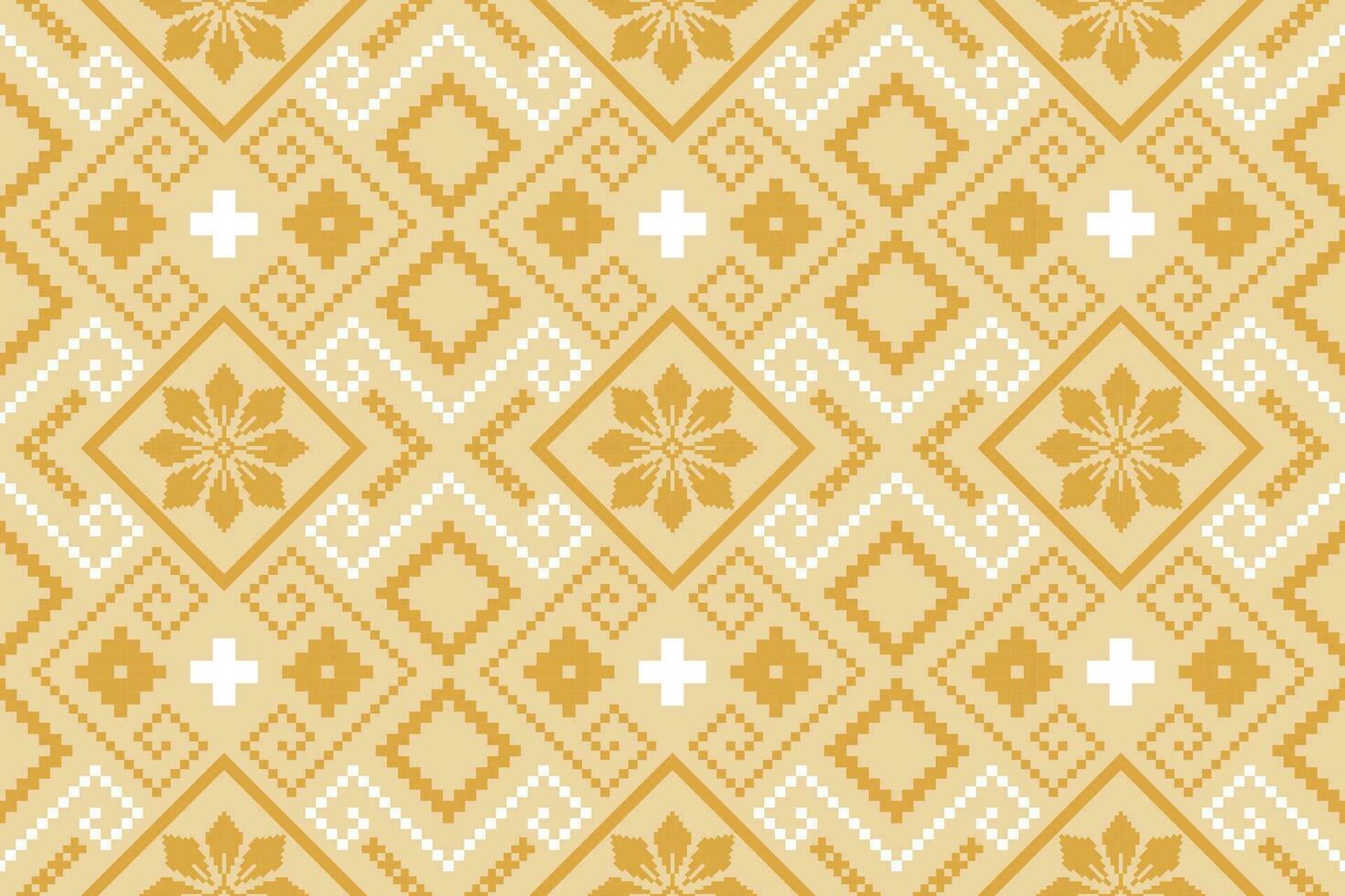 amarelo safras Cruz ponto tradicional étnico padronizar paisley flor ikat fundo abstrato asteca africano indonésio indiano desatado padronizar para tecido impressão pano vestir tapete cortinas e sarongue vetor