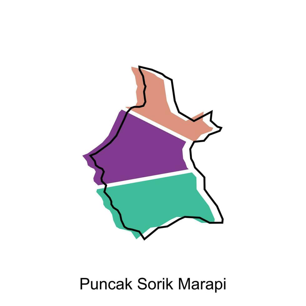 vetor mapa do punca sorik marapi cidade colorida projeto, província do norte sumatra ilustração Projeto modelo em branco fundo