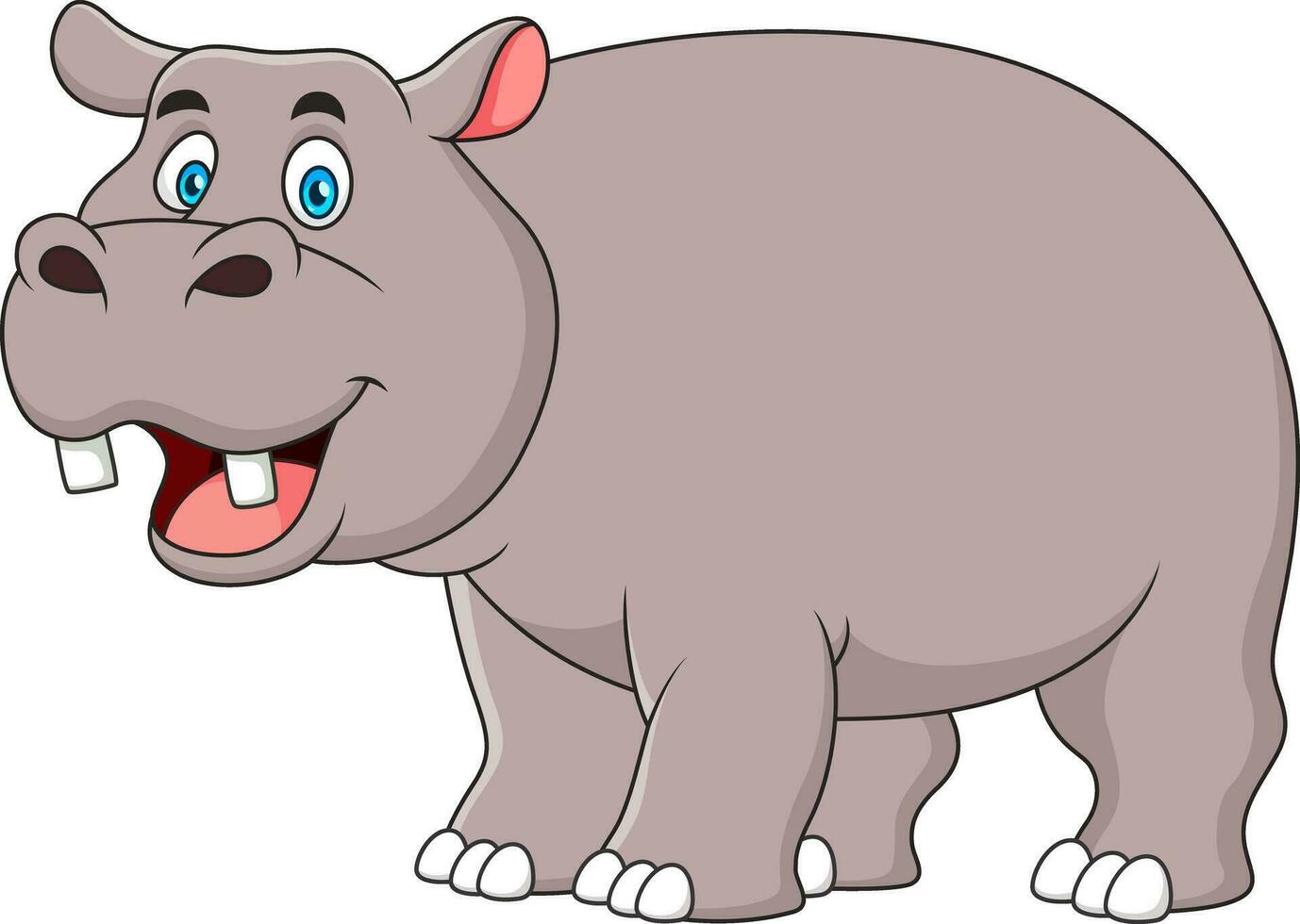 fofa hipopótamo mascote desenho animado ilustração vetor
