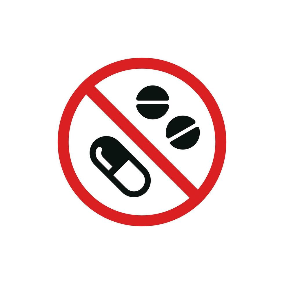 não drogas ícone placa símbolo isolado em branco fundo vetor
