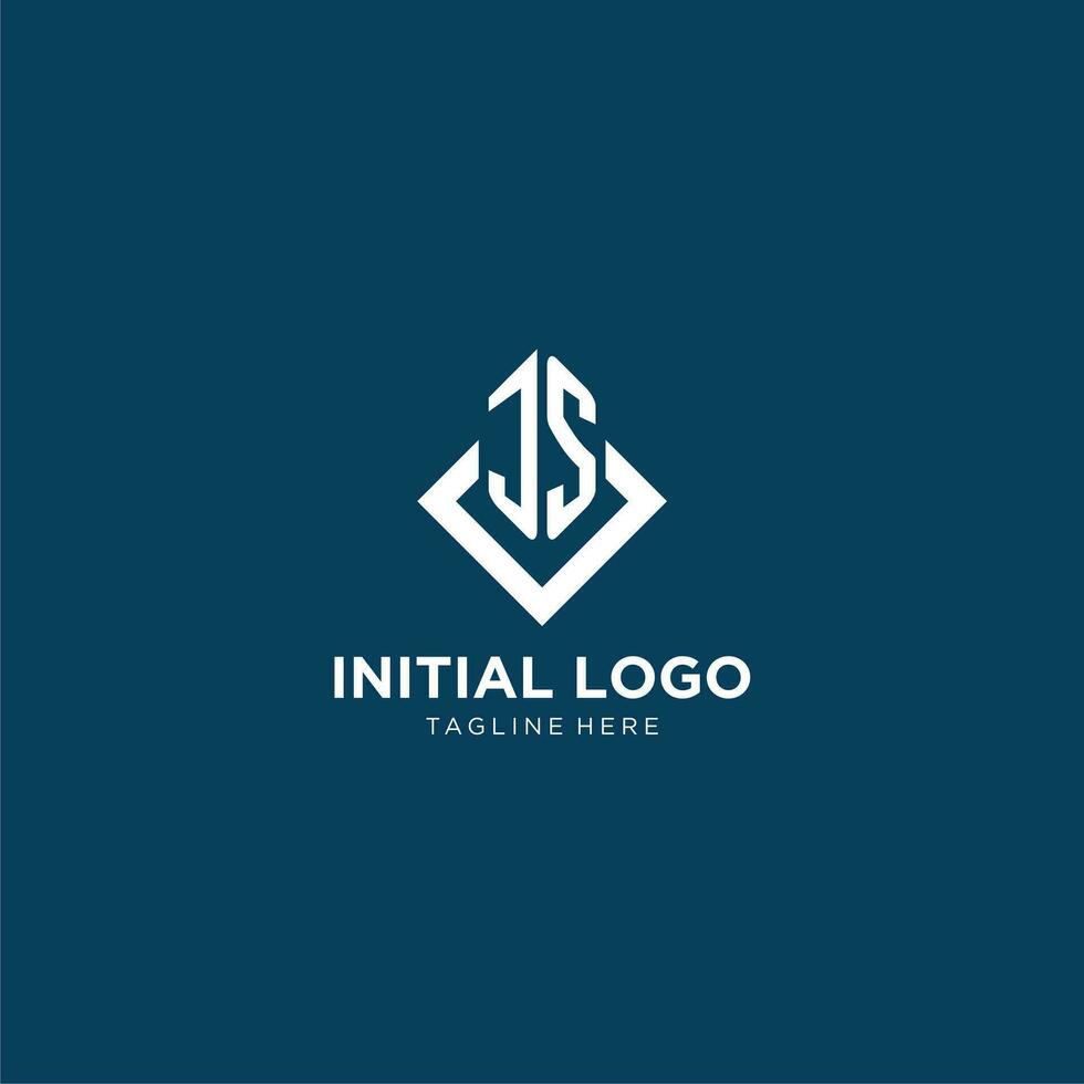 inicial js logotipo quadrado losango com linhas, moderno e elegante logotipo Projeto vetor