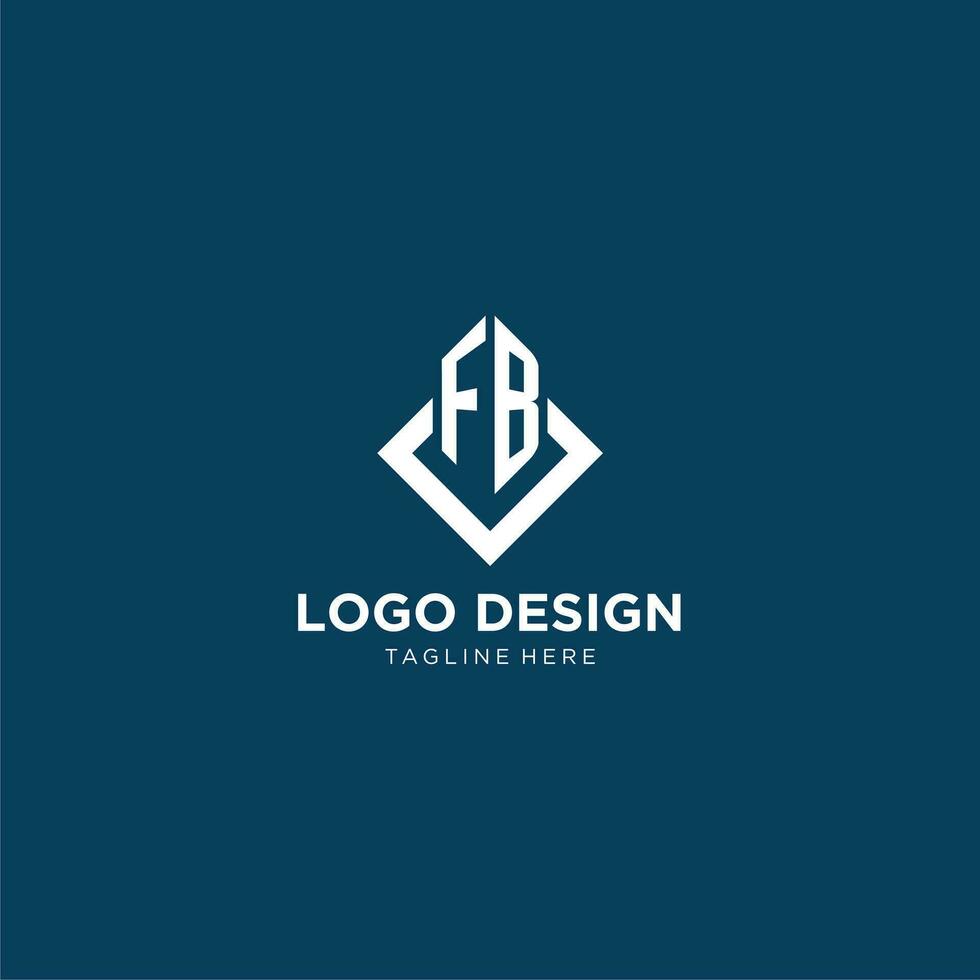 inicial fb logotipo quadrado losango com linhas, moderno e elegante logotipo Projeto vetor