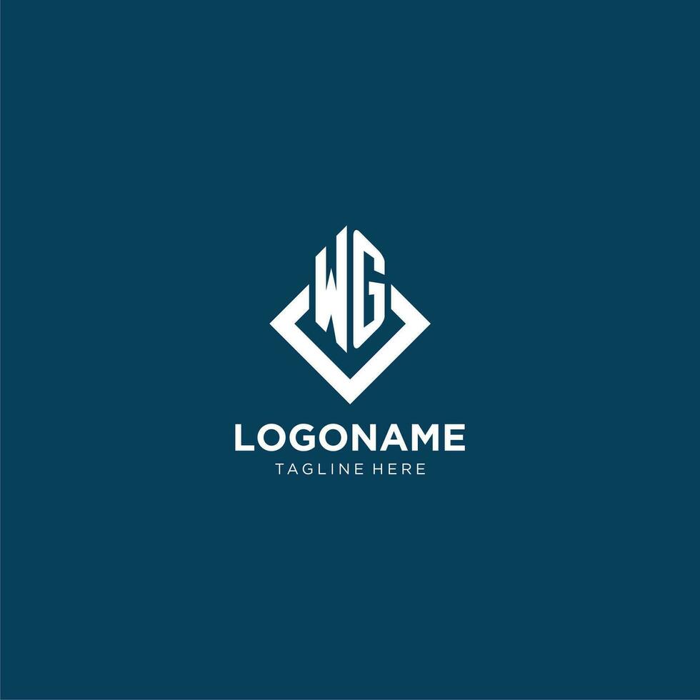 inicial wg logotipo quadrado losango com linhas, moderno e elegante logotipo Projeto vetor