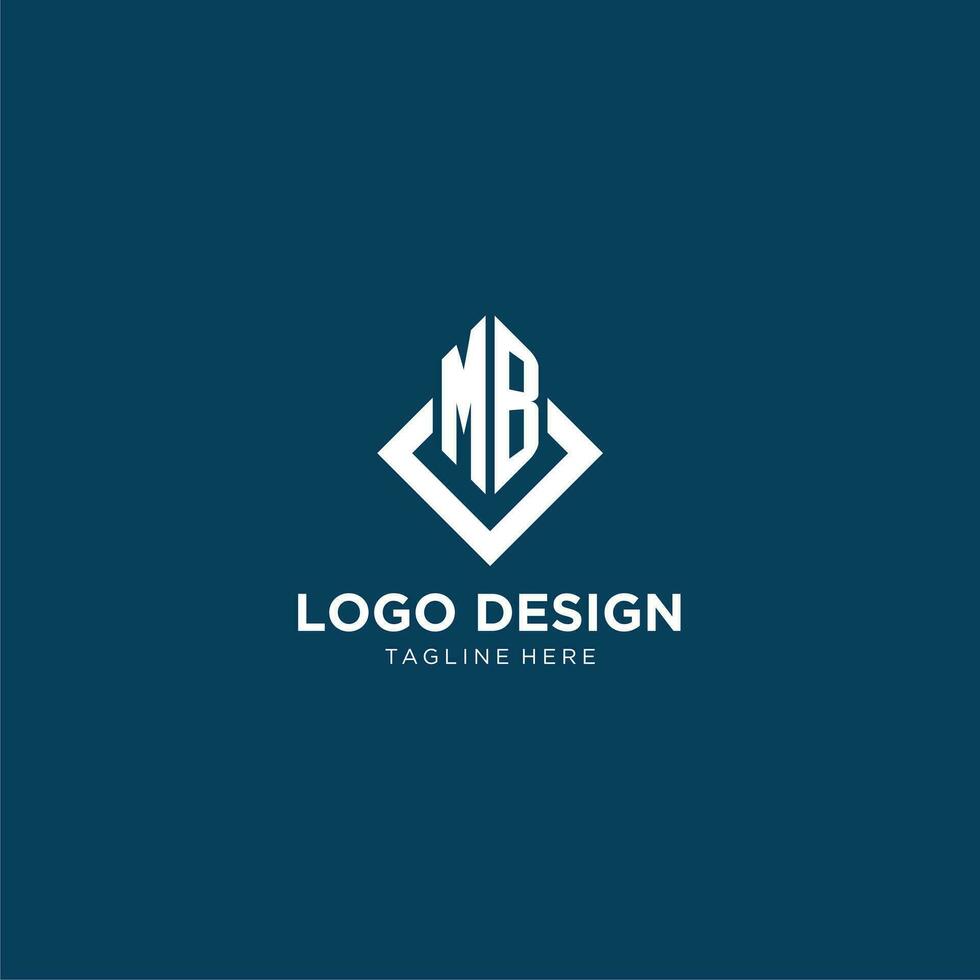 inicial MB logotipo quadrado losango com linhas, moderno e elegante logotipo Projeto vetor