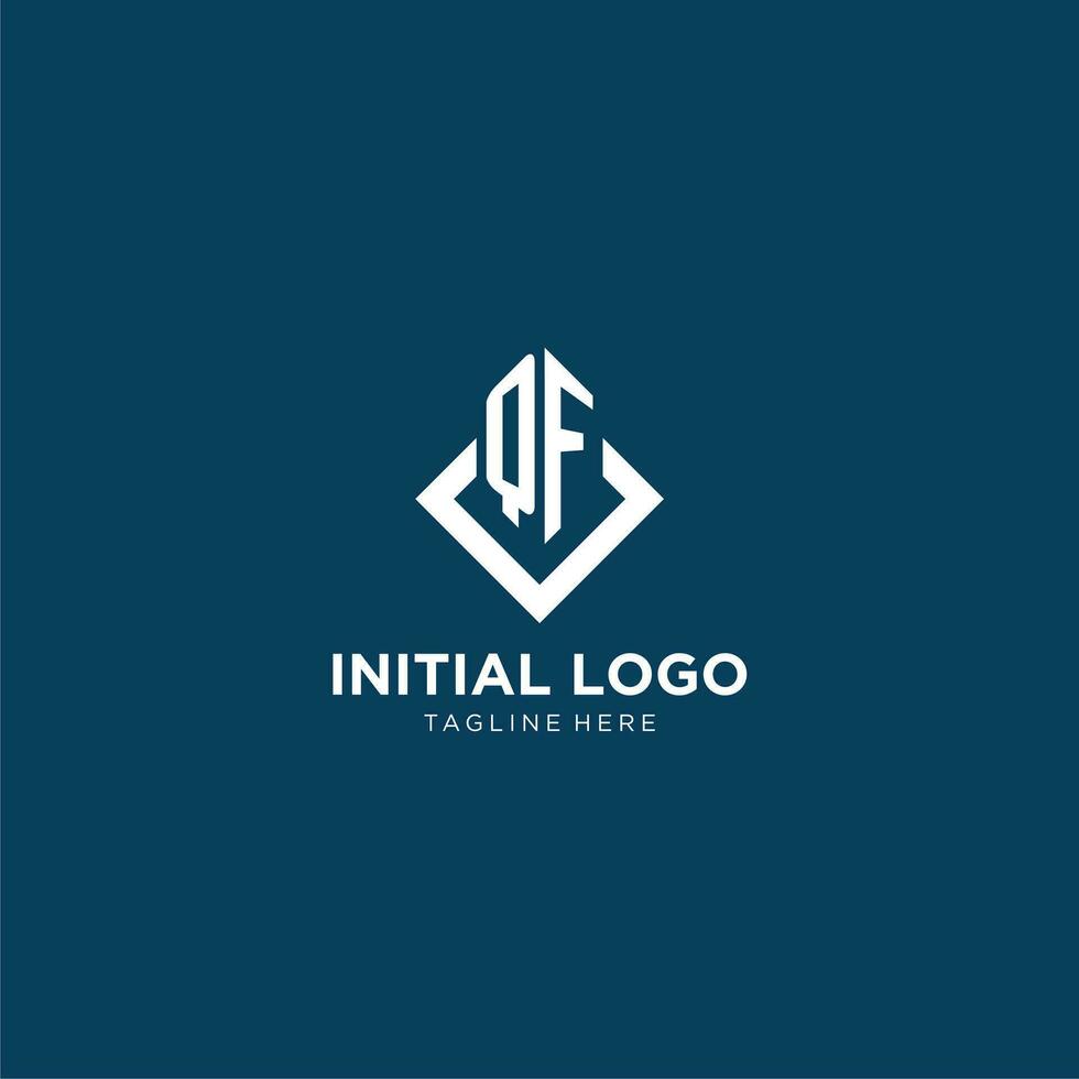inicial qf logotipo quadrado losango com linhas, moderno e elegante logotipo Projeto vetor