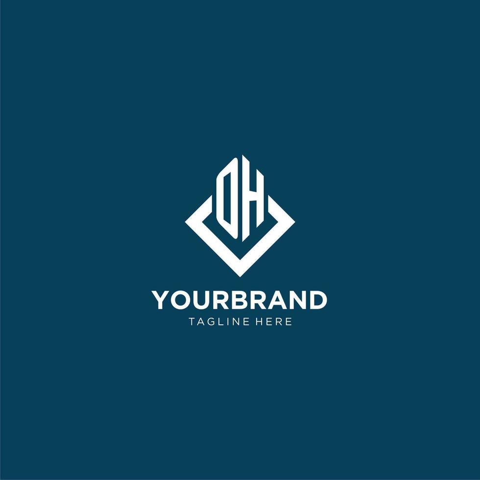 inicial oh logotipo quadrado losango com linhas, moderno e elegante logotipo Projeto vetor