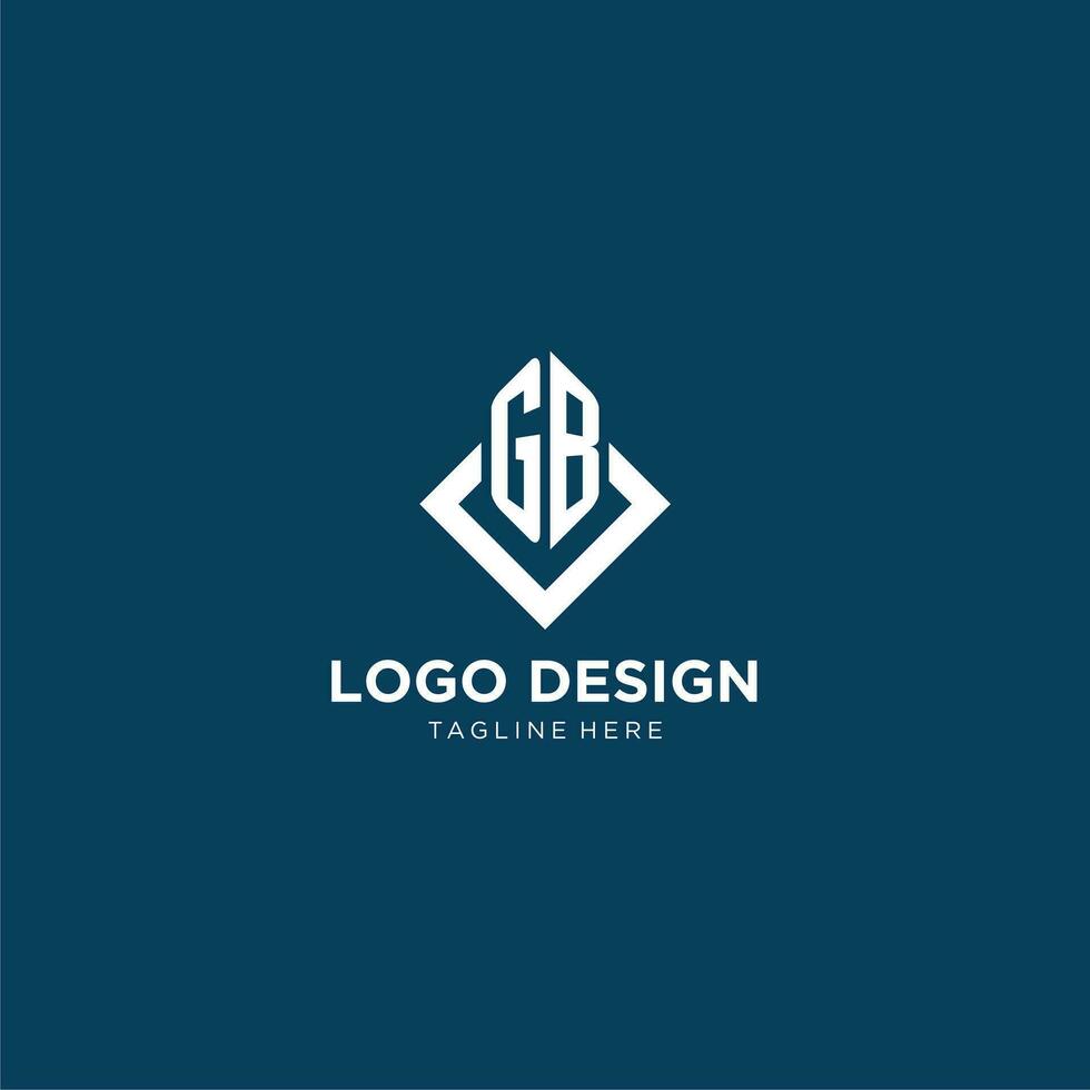 inicial gb logotipo quadrado losango com linhas, moderno e elegante logotipo Projeto vetor