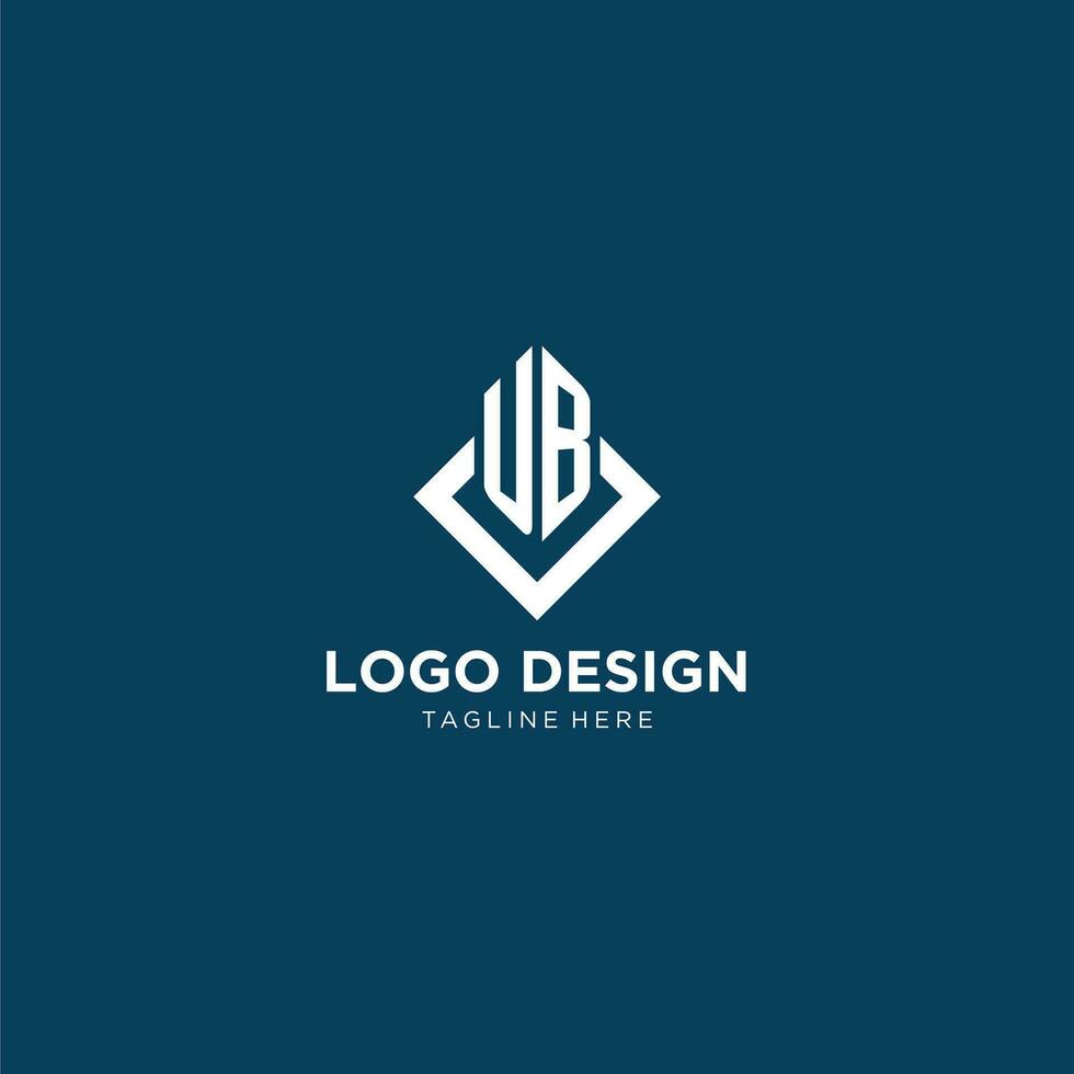 inicial ub logotipo quadrado losango com linhas, moderno e elegante logotipo Projeto vetor