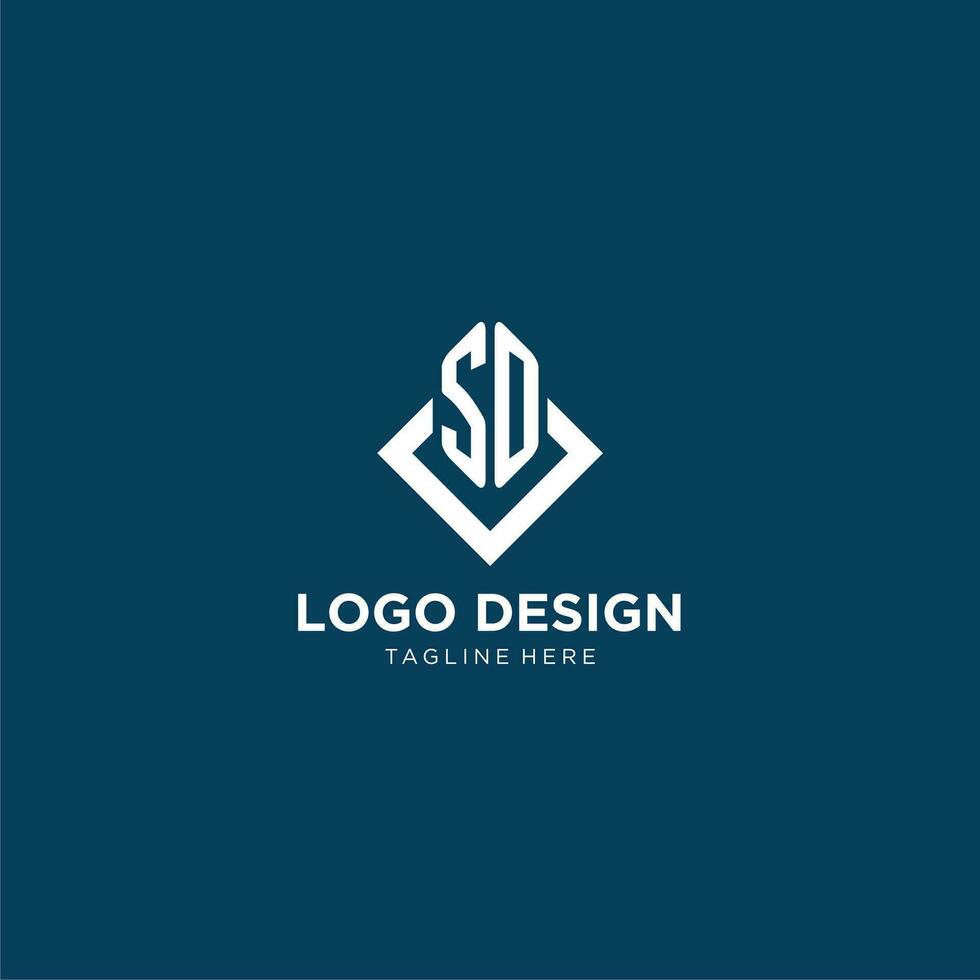 inicial tão logotipo quadrado losango com linhas, moderno e elegante logotipo Projeto vetor