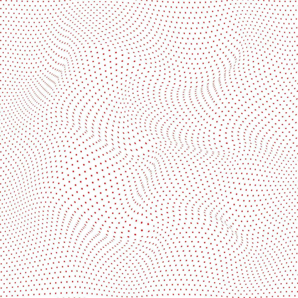 moderno simples abstrato ondulado vermelho cor pequeno polca ponto círculo distorcer padronizar em branco cor fundo vetor
