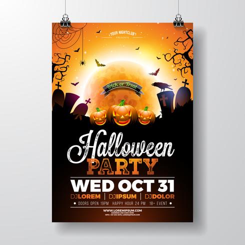 Ilustração em vetor flyer festa Halloween