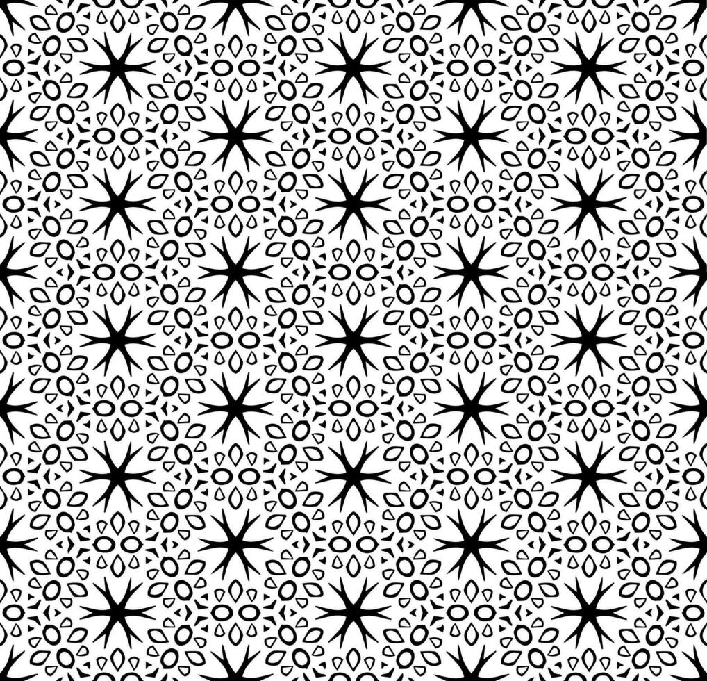 padrão abstrato sem costura preto e branco. fundo e pano de fundo. projeto ornamental em tons de cinza. ornamentos em mosaico. ilustração gráfica vetorial. vetor