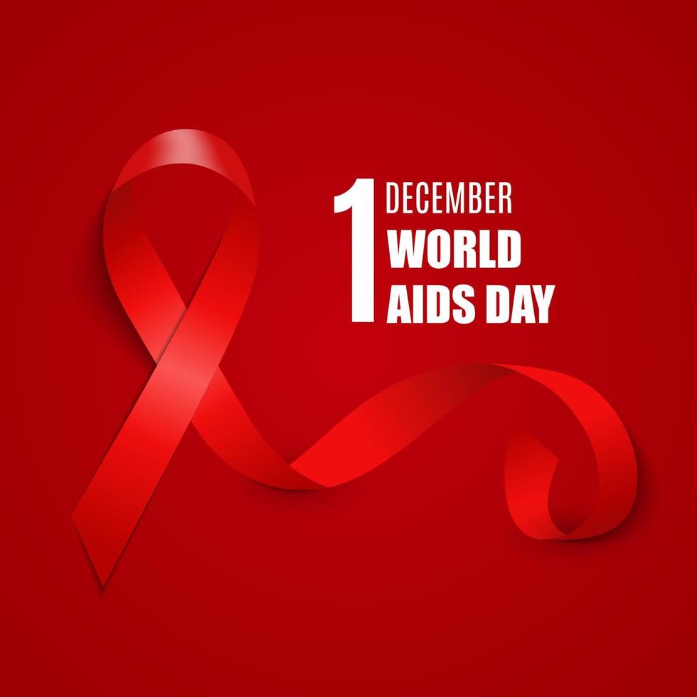 fundo do dia mundial da aids de 1 de dezembro. sinal de fita vermelha. vetor