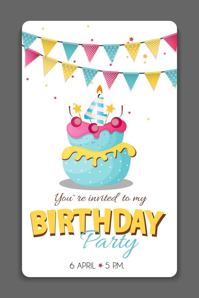 ilustração em vetor modelo de cartão de convite de festa de aniversário
