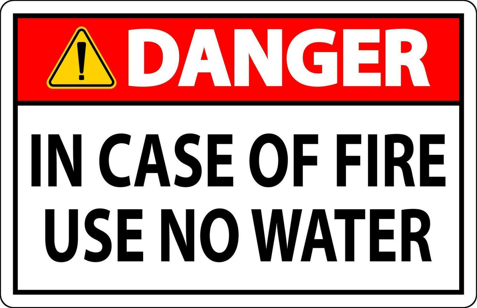 Perigo placa Perigo - dentro caso do fogo usar não água vetor