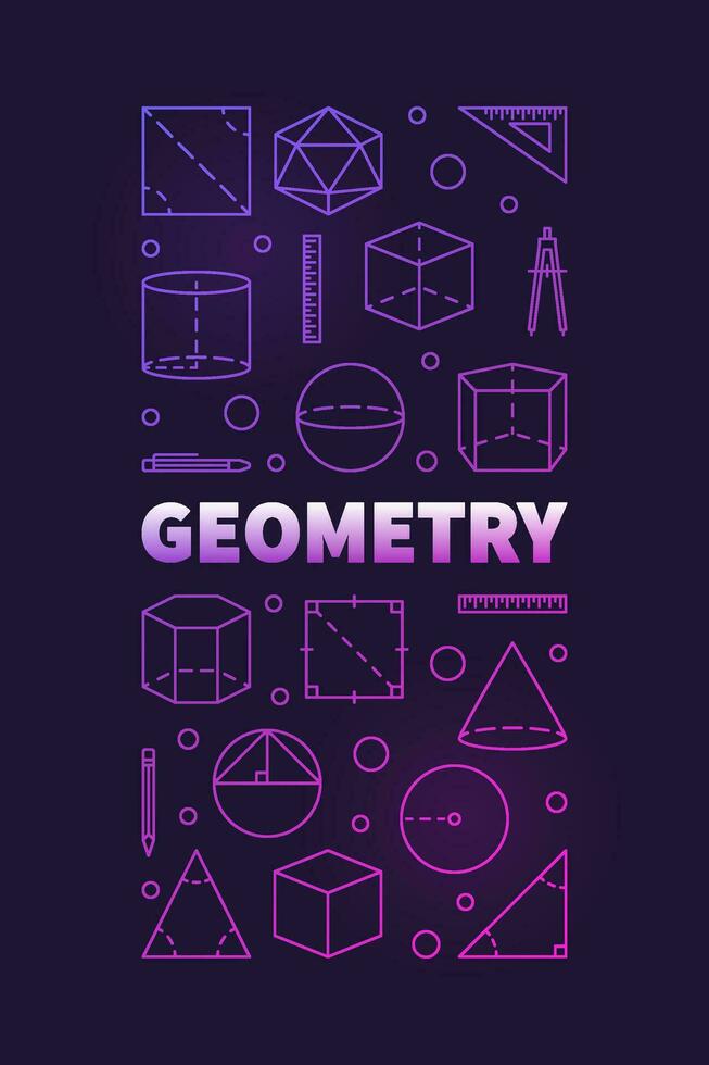 geometria conceito vetor esboço colori vertical bandeira ou ilustração com geométrico formas símbolos