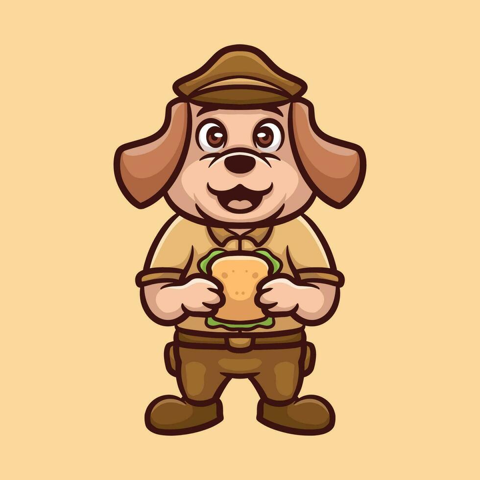 cachorro xerife sanduíche desenho animado ilustração vetor