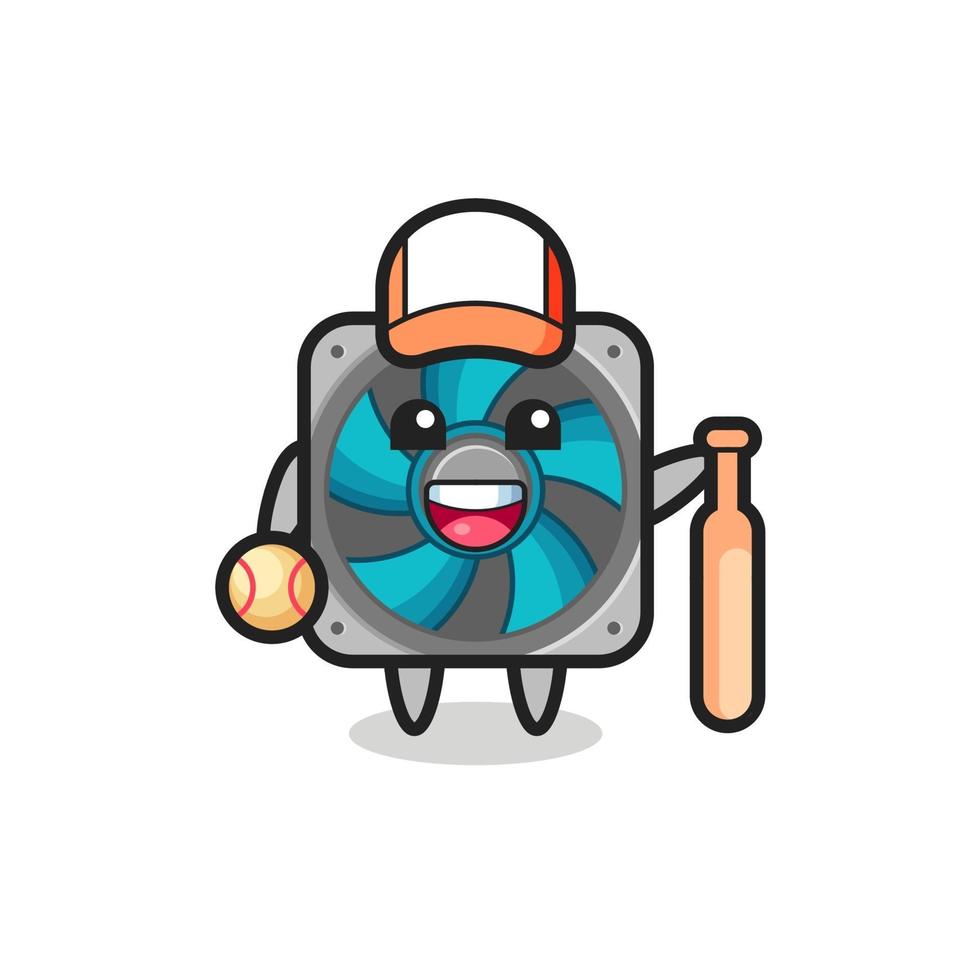 personagem de desenho animado de fã de computador como jogador de beisebol vetor