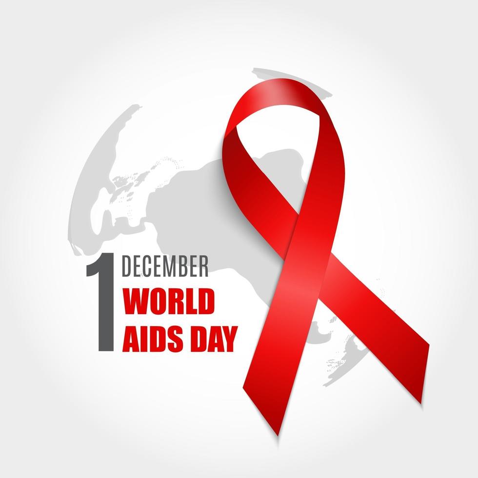 fundo do dia mundial da aids de 1 de dezembro. sinal de fita vermelha. vetor