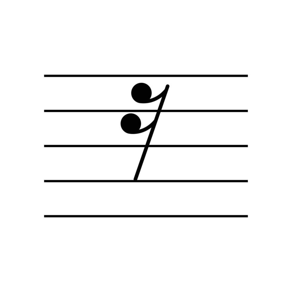 semicolcheia ou décimo sexto descansar símbolo em funcionários plano vetor isolado em branco fundo. musical símbolo. musical notação. para Aprendendo música