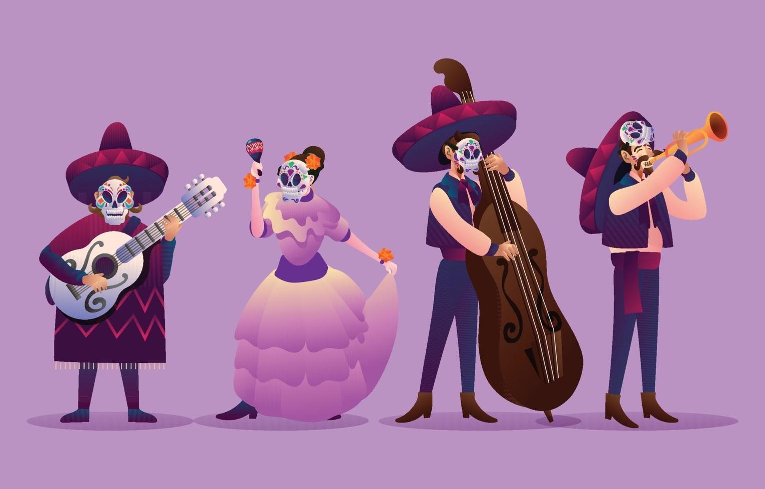 dia de los muertos mariachi vetor