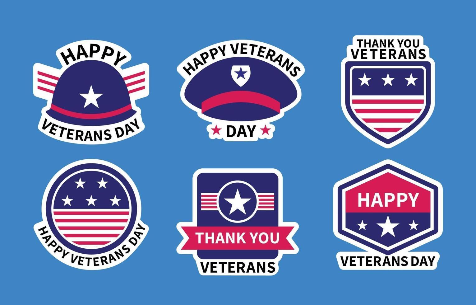 adesivos de feliz dia dos veteranos vetor