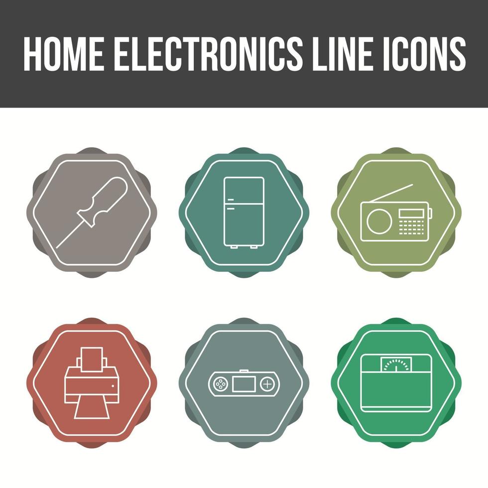 conjunto exclusivo de ícones de linha de eletrônicos domésticos vetor