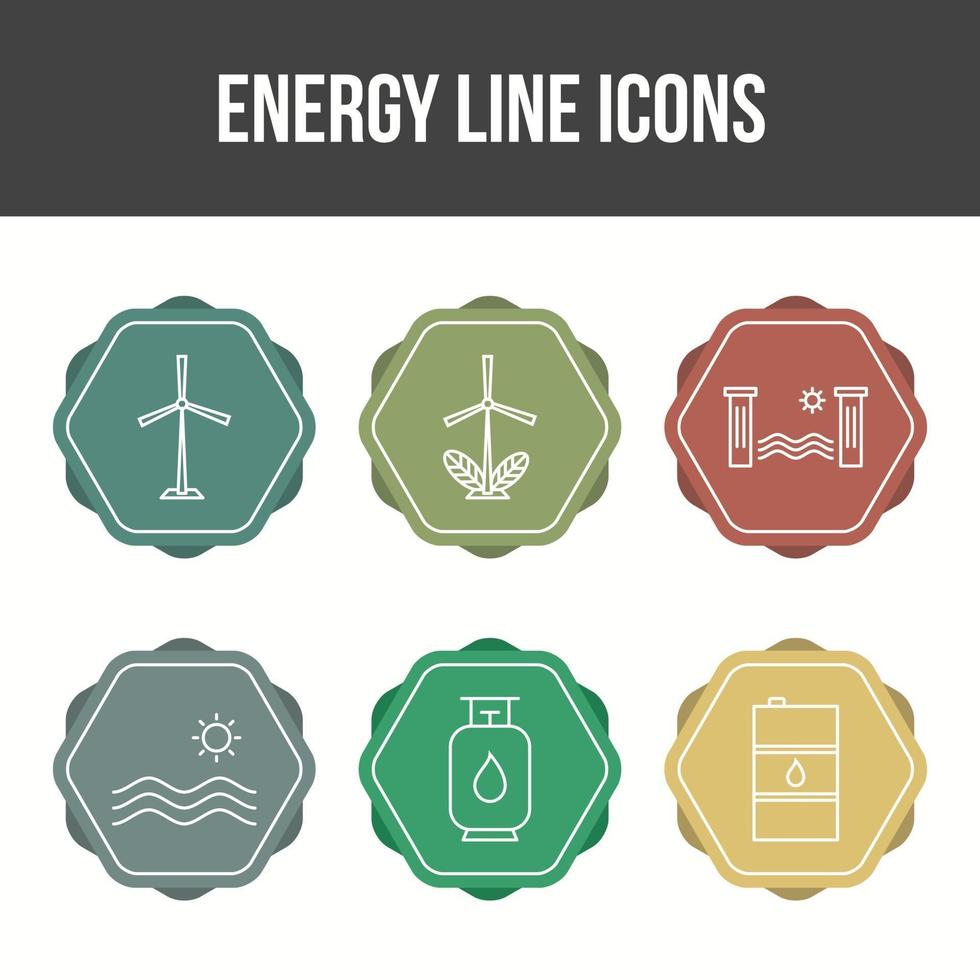 lindo conjunto único de ícones de vetor de energia