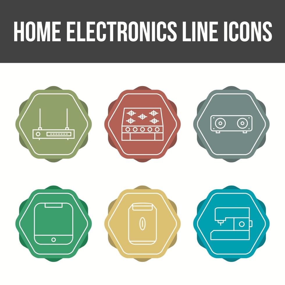 conjunto exclusivo de ícones de linha de eletrônicos domésticos vetor