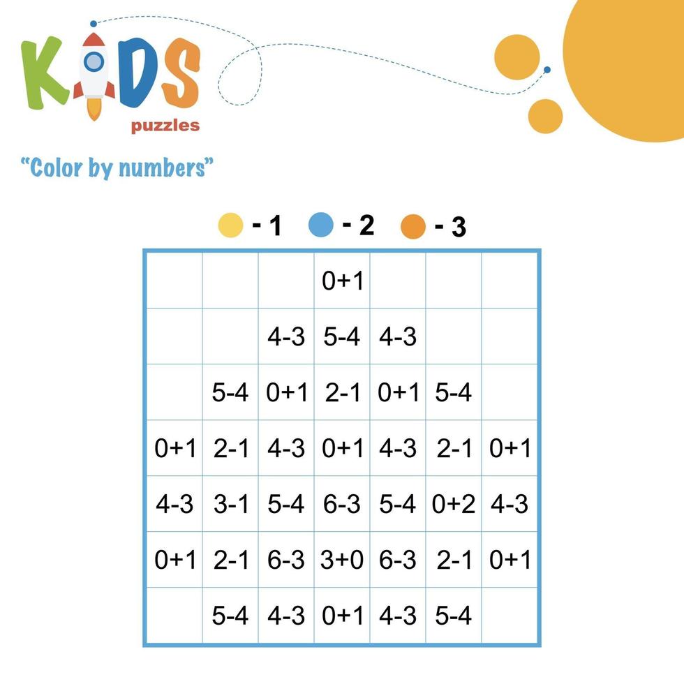 planilha matemática para impressão de cores por números vetor