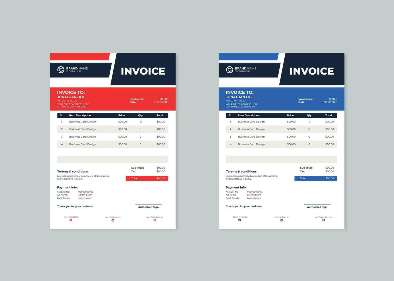 mínimo corporativo o negócio fatura Projeto modelo vetor ilustração conta Formato preço fatura. criativo fatura modelo vetor. o negócio papelaria Projeto Forma de pagamento acordo Projeto modelo