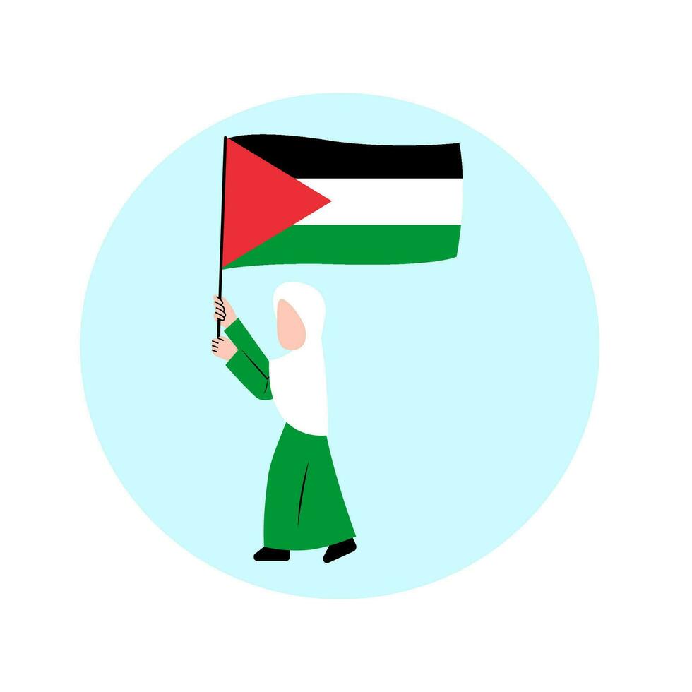 hijab mulher segurando Palestina bandeira vetor