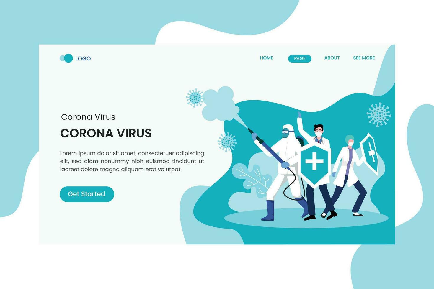 coronavírus desinfetante trabalhadores plano conceito vetor