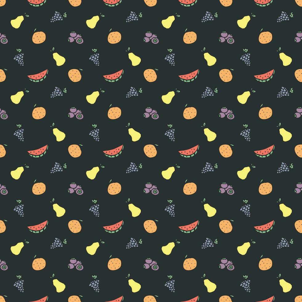 padrão de frutas sem costura. fundo de doodle com ícones de frutas. fundo de frutas vetor