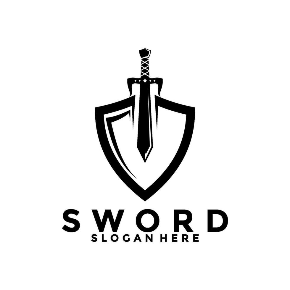 espada e escudo perfeito logotipo vetor modelo. espada logotipo ícone Projeto