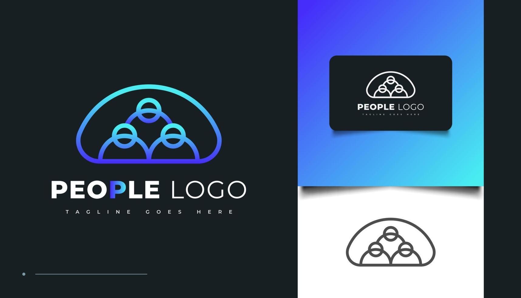 design de logotipo de pessoas em estilo moderno azul vetor