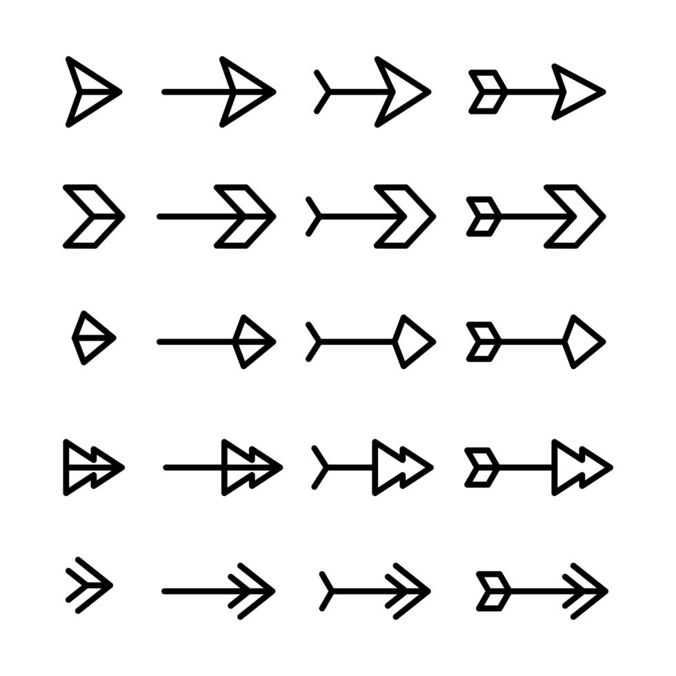 desenho de vetor de linha de símbolo de seta para arco e flecha
