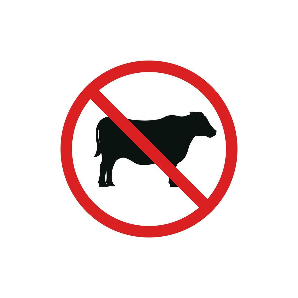 não vaca permitido ícone placa símbolo isolado em branco fundo vetor