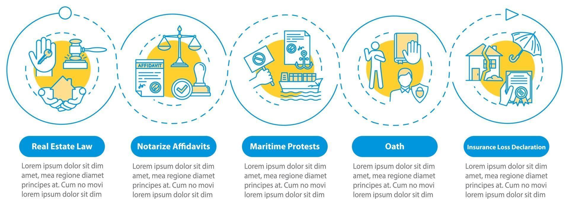 modelo de infográfico de vetor de serviços notariais