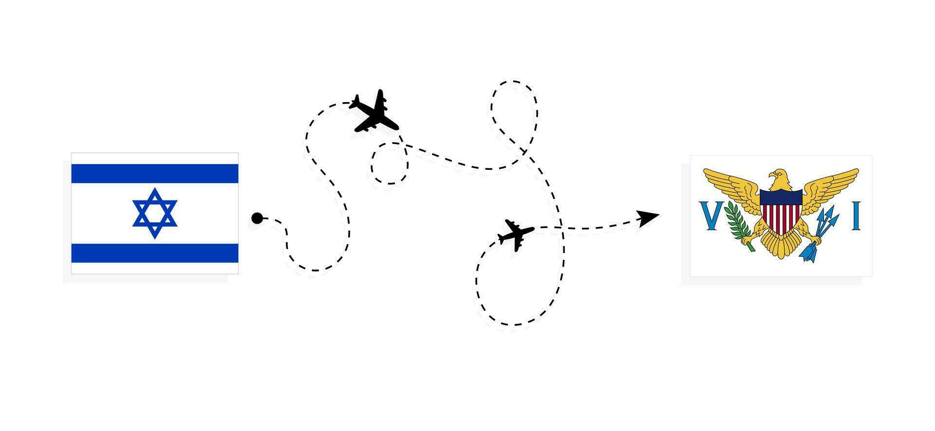 voar e viagem a partir de Israel para Unidos estados virgem ilhas de passageiro avião viagem conceito vetor