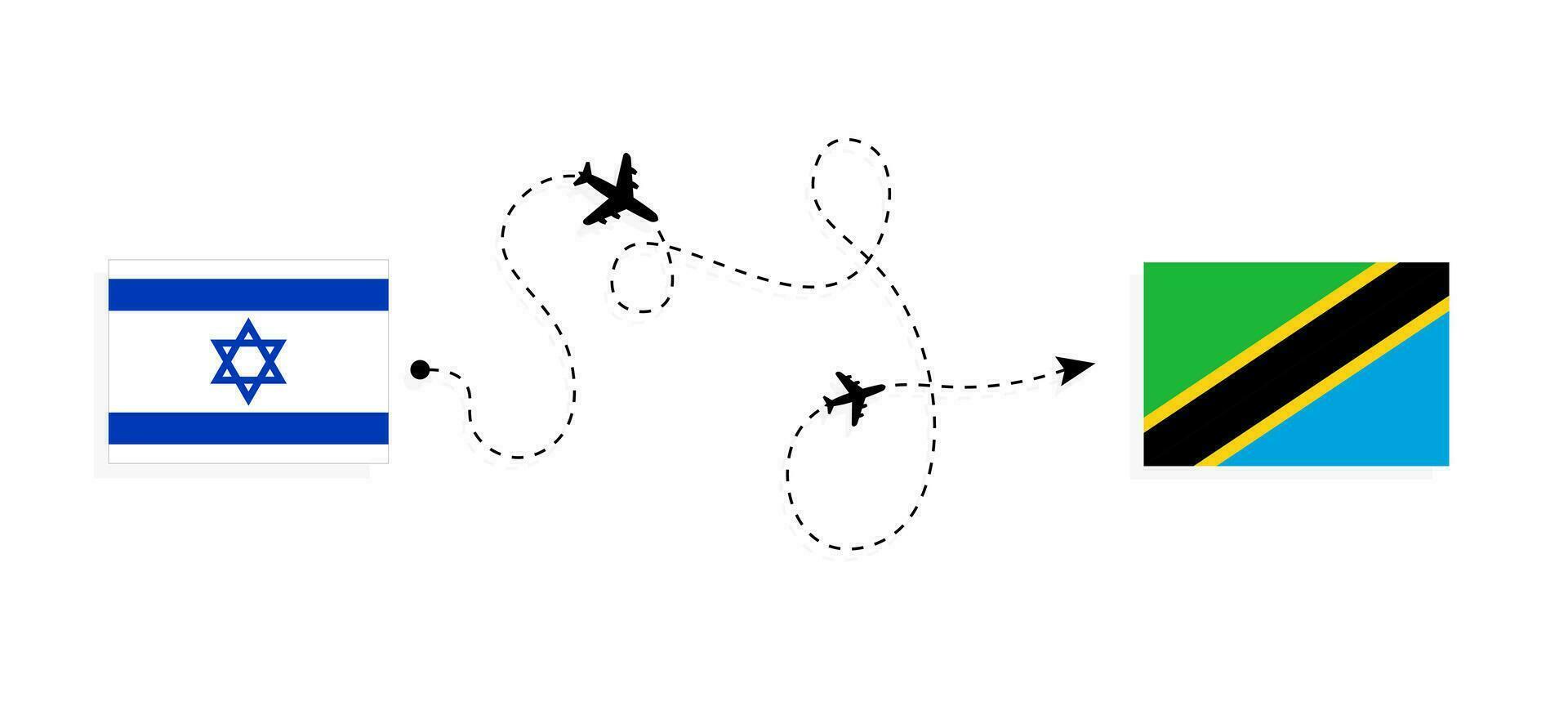 voar e viagem a partir de Israel para Tanzânia de passageiro avião viagem conceito vetor