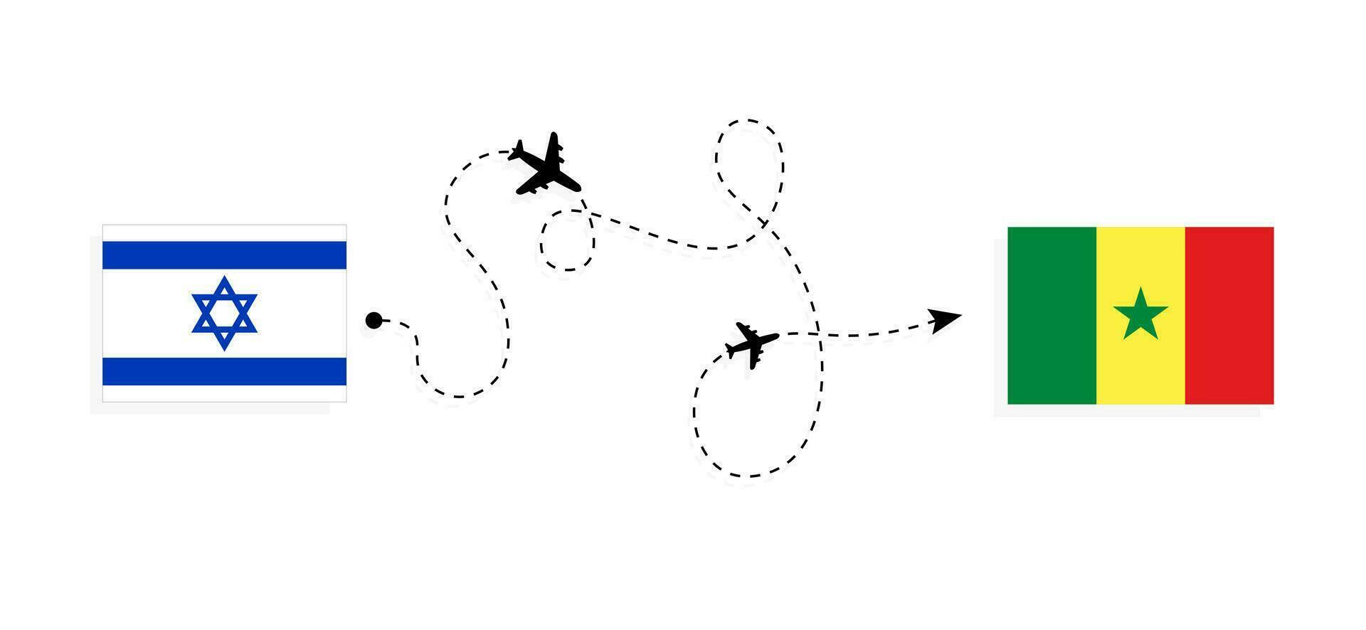 voar e viagem a partir de Israel para Senegal de passageiro avião viagem conceito vetor