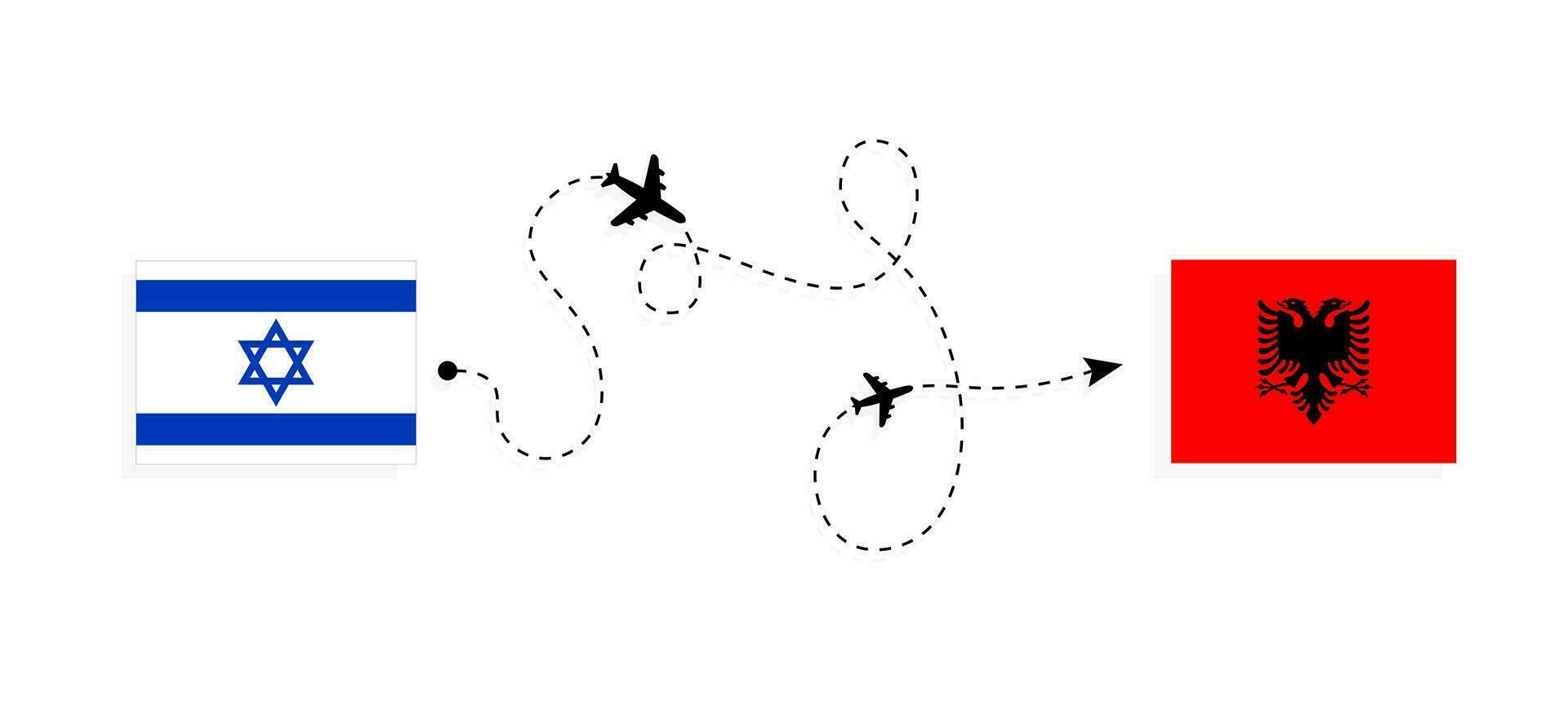 voar e viagem a partir de Israel para Albânia de passageiro avião viagem conceito vetor