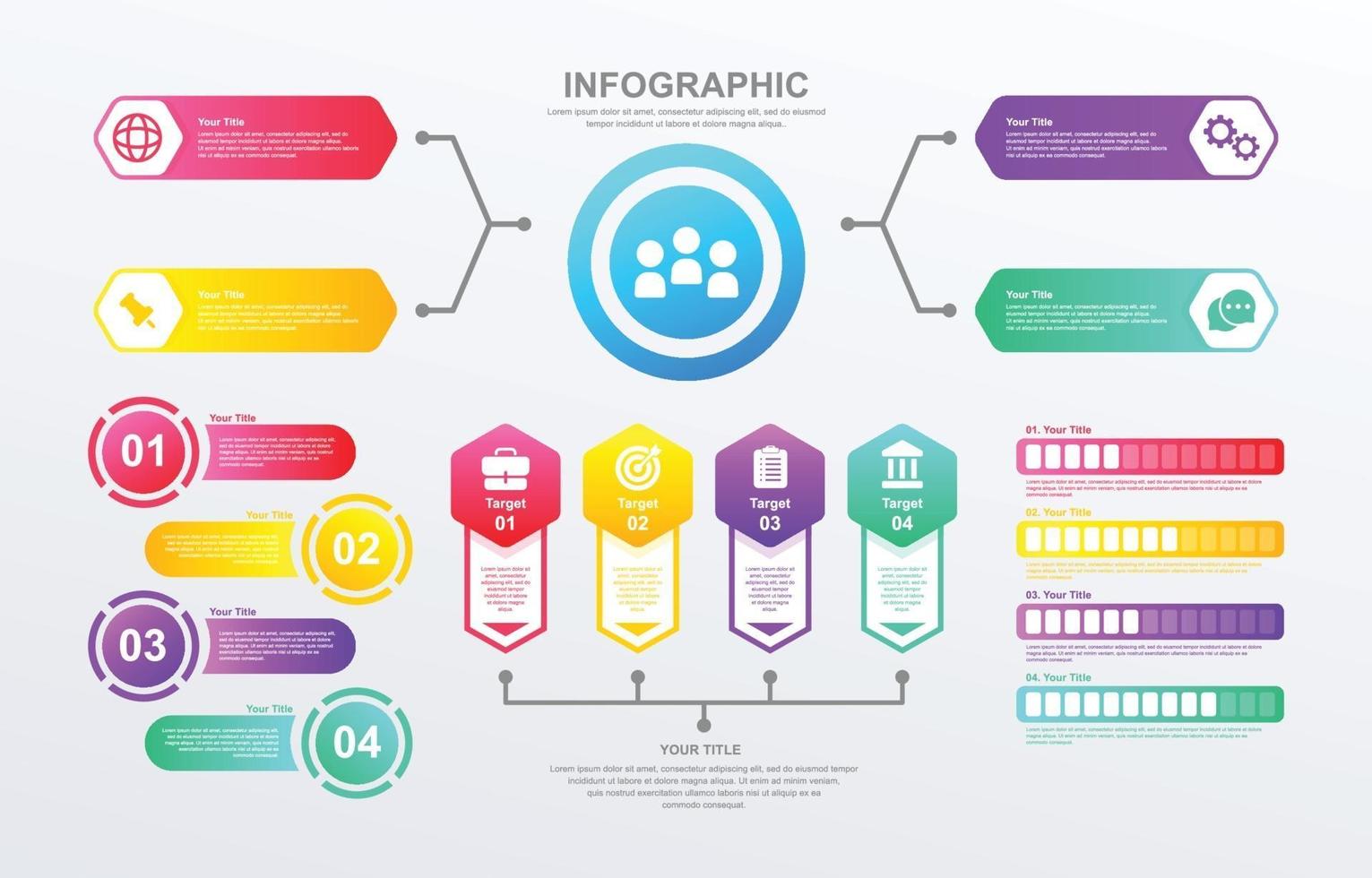 conjunto de elementos infográfico colorfull vetor